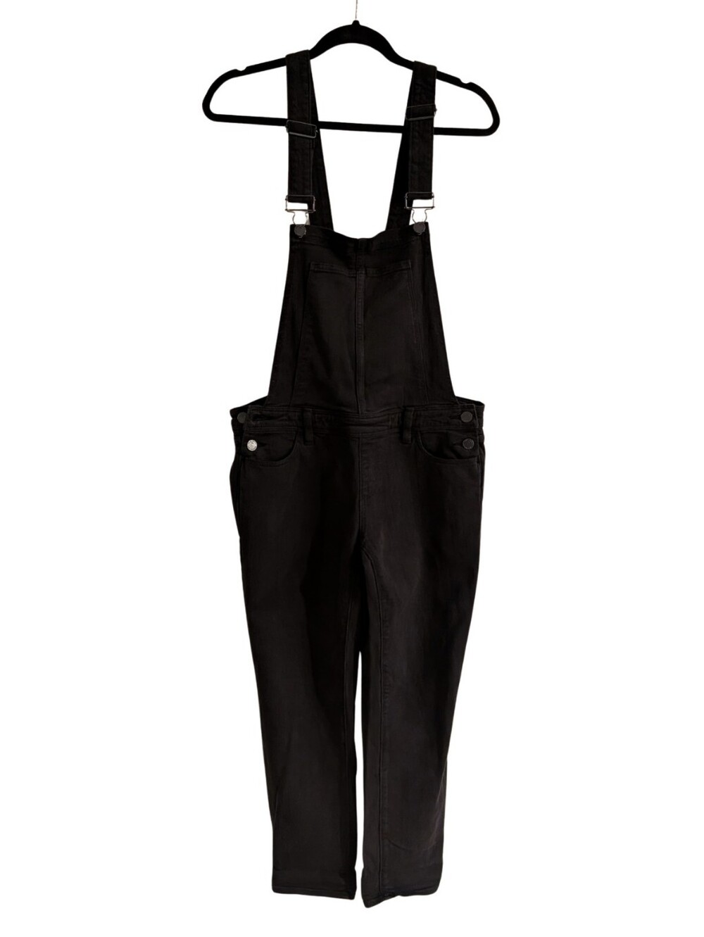 PAIGE Sierra High Waist Denim Overalls Vintage Black Size 27